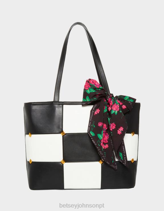Preto branco tic tac tote (com peças do jogo) H6X06229 Betsey Johnson mulheres acessórios