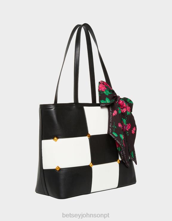Preto branco tic tac tote (com peças do jogo) H6X06229 Betsey Johnson mulheres acessórios