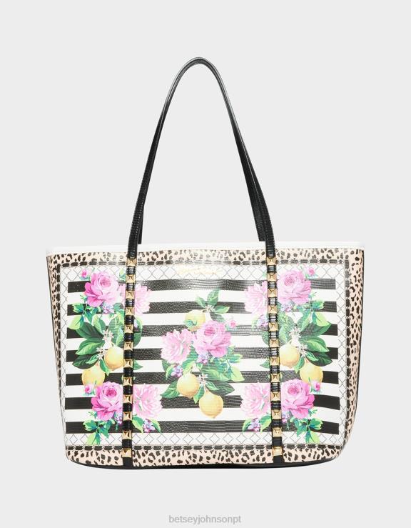 Preto branco vendo bolsa listrada H6X06252 Betsey Johnson mulheres acessórios