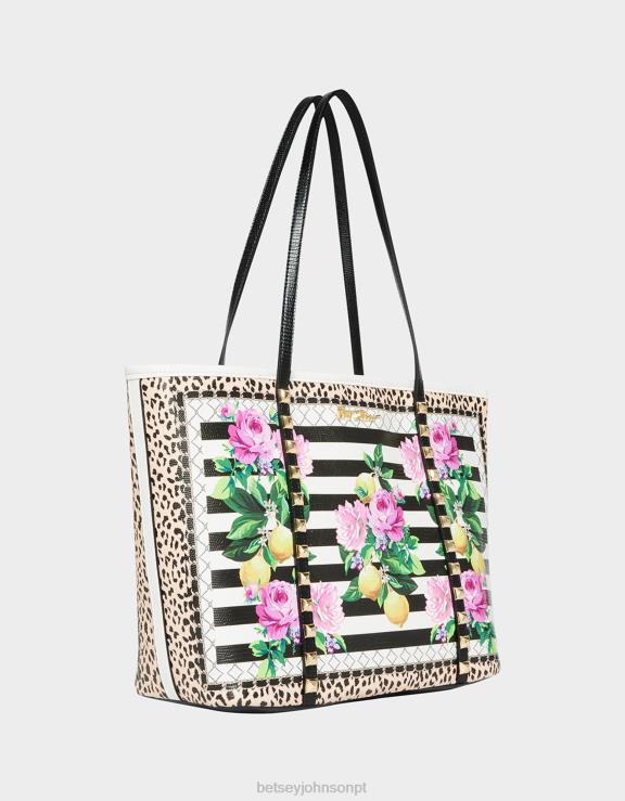 Preto branco vendo bolsa listrada H6X06252 Betsey Johnson mulheres acessórios