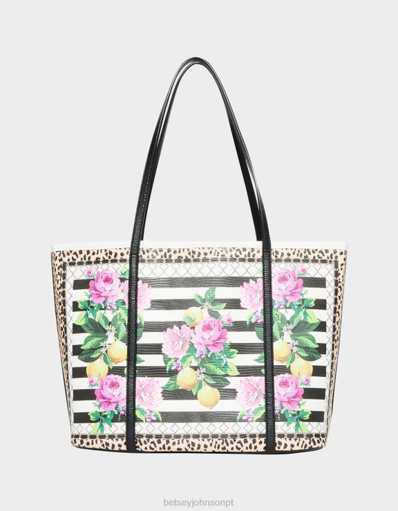 Preto branco vendo bolsa listrada H6X06252 Betsey Johnson mulheres acessórios