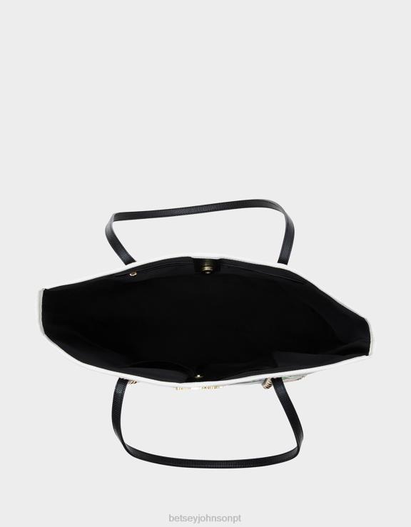 Preto branco vendo bolsa listrada H6X06252 Betsey Johnson mulheres acessórios