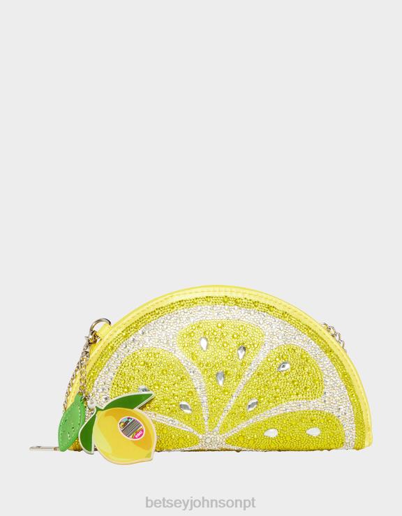 amarelo bolsa transversal kitsch enrugada H6X06209 Betsey Johnson mulheres acessórios