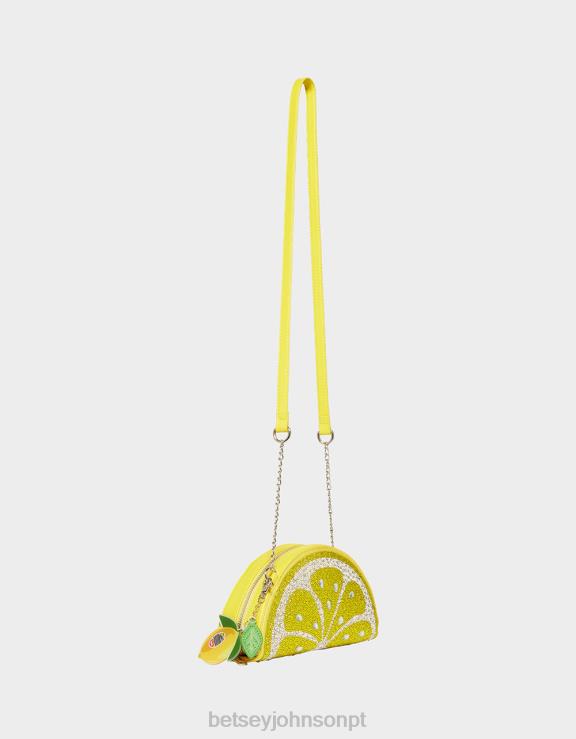 amarelo bolsa transversal kitsch enrugada H6X06209 Betsey Johnson mulheres acessórios