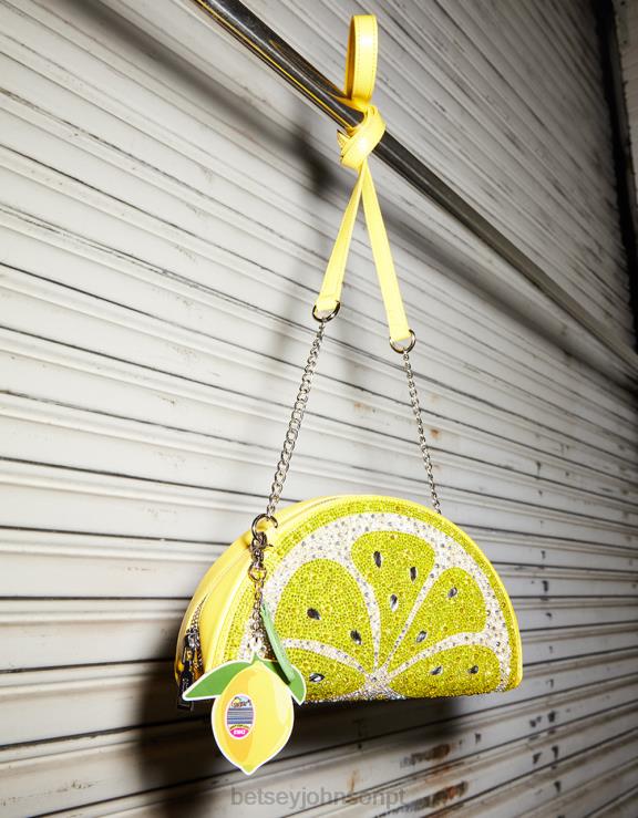 amarelo bolsa transversal kitsch enrugada H6X06209 Betsey Johnson mulheres acessórios