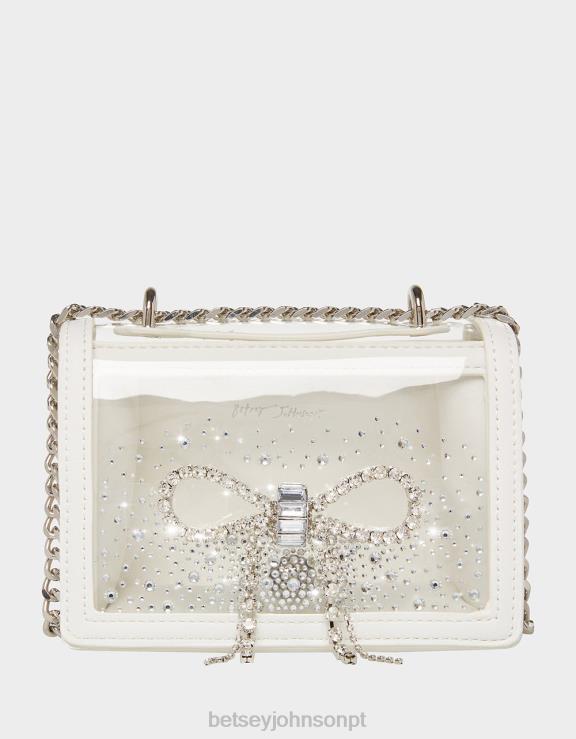branco bolsa conversível transparente com laço de strass H6X06225 Betsey Johnson mulheres acessórios