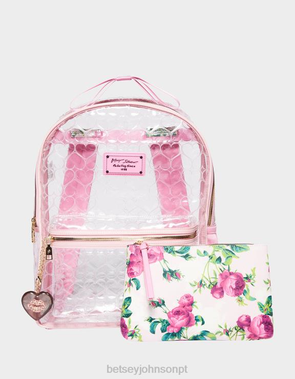 corar mochila transparente com bolso H6X06233 Betsey Johnson mulheres acessórios