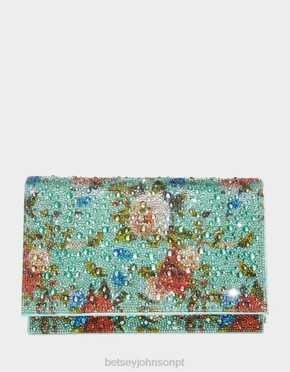 menta verde bolsa de aba de strass floral H6X06224 Betsey Johnson mulheres acessórios