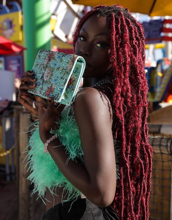 menta verde bolsa de aba de strass floral H6X06224 Betsey Johnson mulheres acessórios