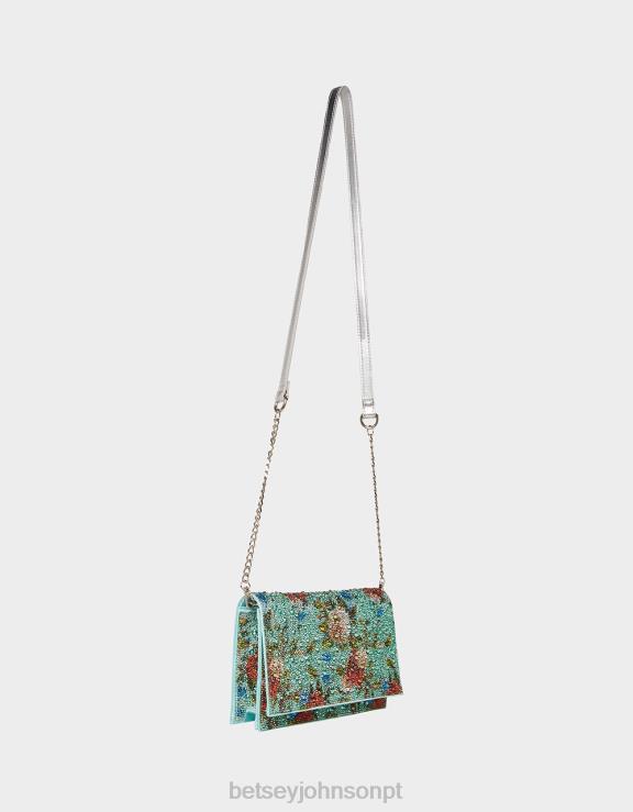 menta verde bolsa de aba de strass floral H6X06224 Betsey Johnson mulheres acessórios