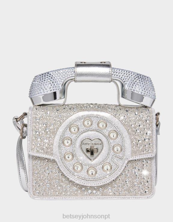 prata bolsa de telefone kitsch milhões de estrelas H6X06202 Betsey Johnson mulheres acessórios