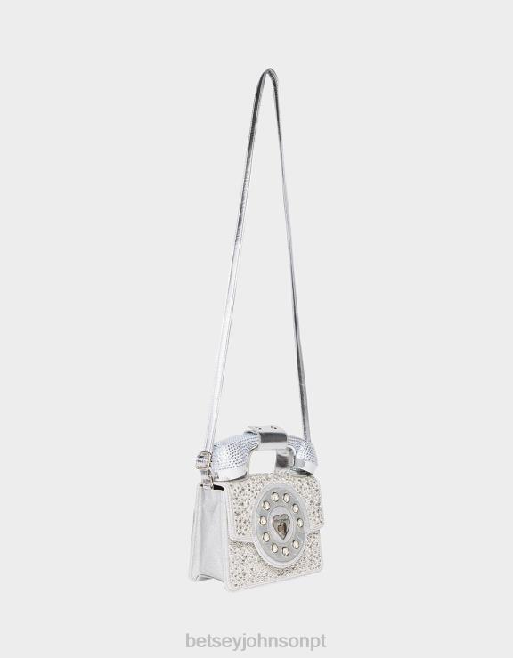 prata bolsa de telefone kitsch milhões de estrelas H6X06202 Betsey Johnson mulheres acessórios