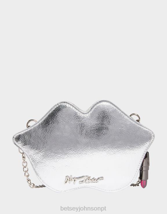 prata kitsch leia meus lábios crossbody H6X06213 Betsey Johnson mulheres acessórios