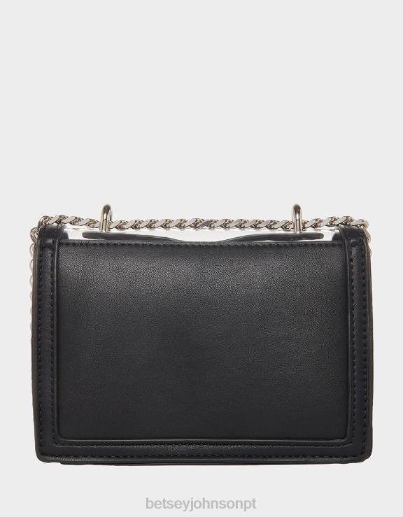 preto bolsa conversível transparente com laço de strass H6X06238 Betsey Johnson mulheres acessórios