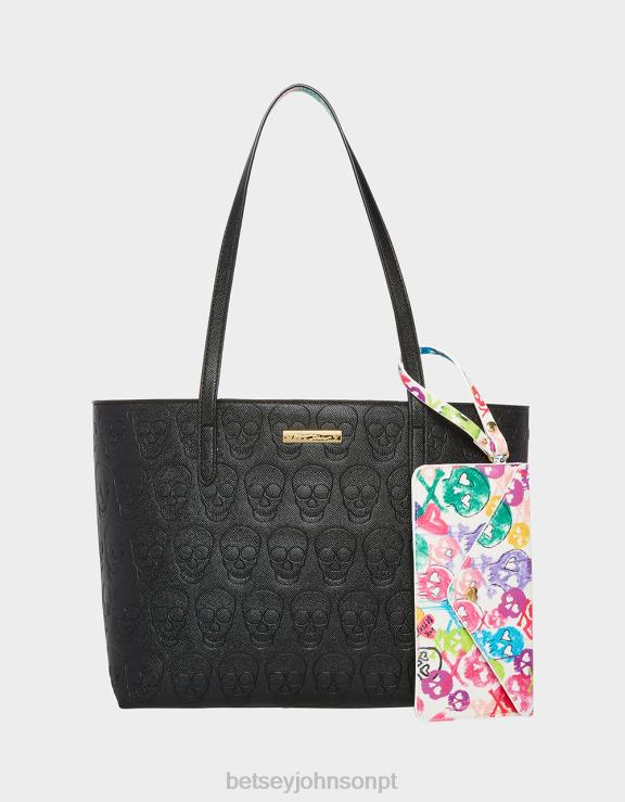 preto bolsa de caveira xo H6X06216 Betsey Johnson mulheres acessórios