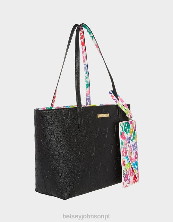 preto bolsa de caveira xo H6X06216 Betsey Johnson mulheres acessórios