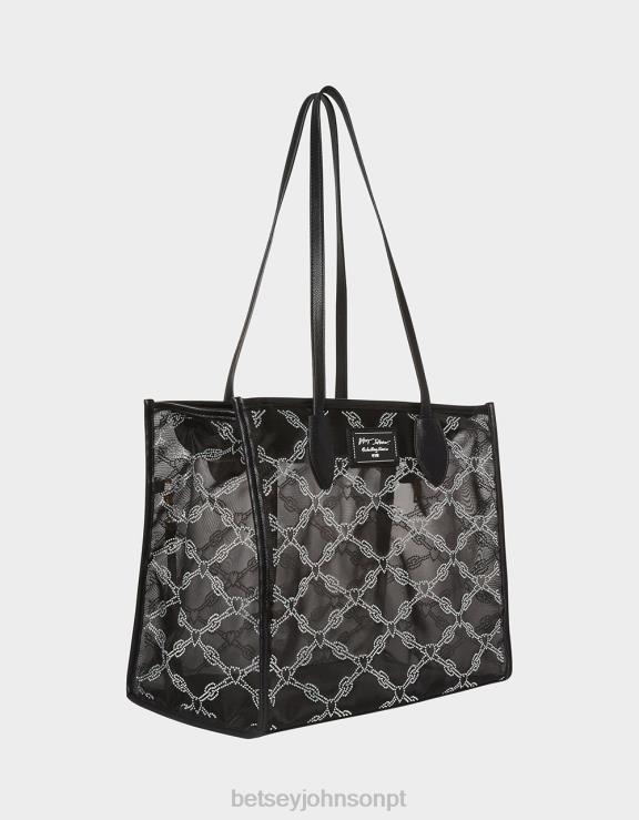 preto bolsa de pedra de malha glam H6X06253 Betsey Johnson mulheres acessórios