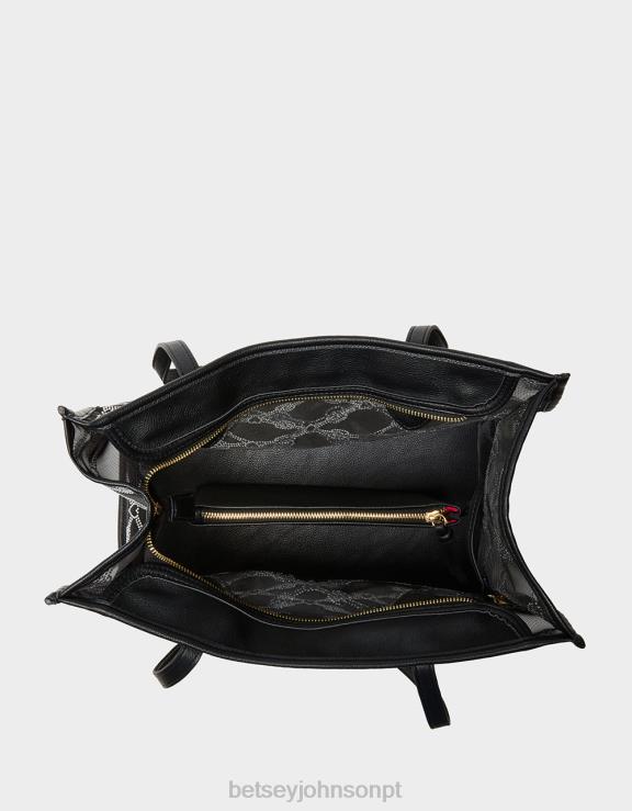preto bolsa de pedra de malha glam H6X06253 Betsey Johnson mulheres acessórios