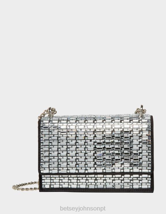preto brilhar na bolsa de aba conversível H6X06256 Betsey Johnson mulheres acessórios