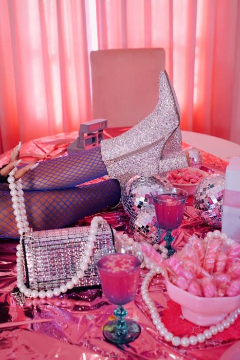 preto brilhar na bolsa de aba conversível H6X06256 Betsey Johnson mulheres acessórios