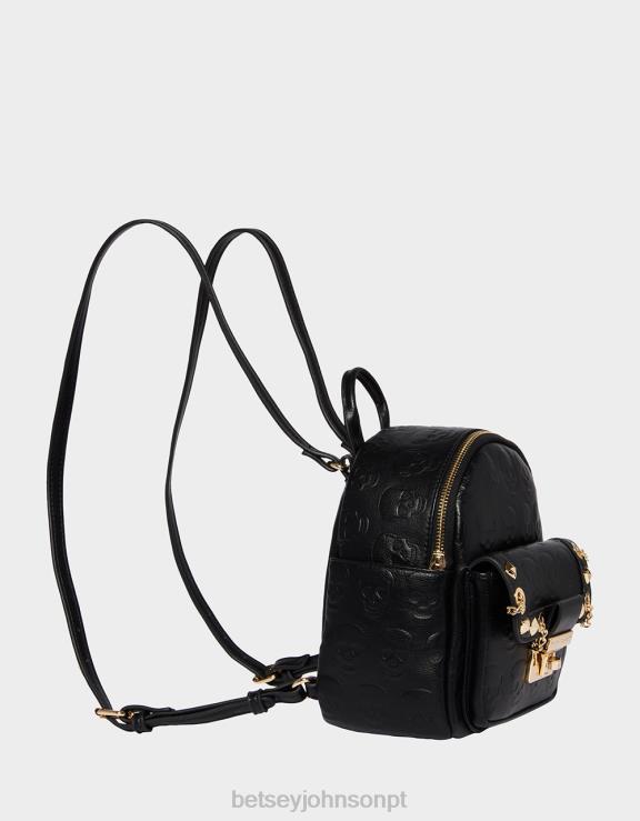 preto mini mochila de caveira sem cérebro H6X06241 Betsey Johnson mulheres acessórios