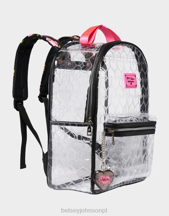 preto mochila transparente com bolso H6X06231 Betsey Johnson mulheres acessórios
