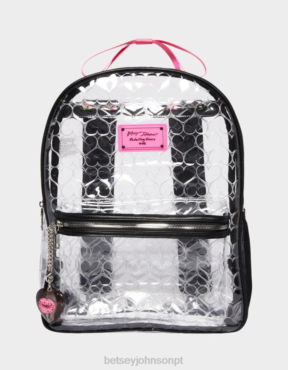 preto mochila transparente com bolso H6X06231 Betsey Johnson mulheres acessórios