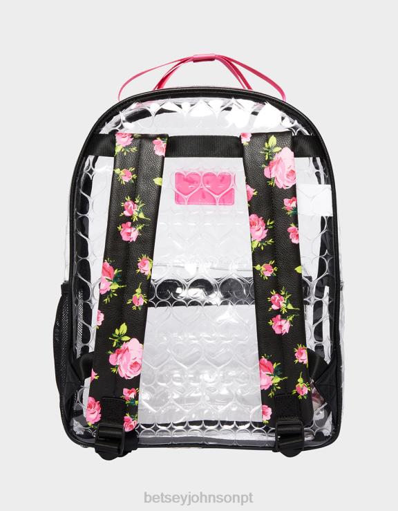 preto mochila transparente com bolso H6X06231 Betsey Johnson mulheres acessórios