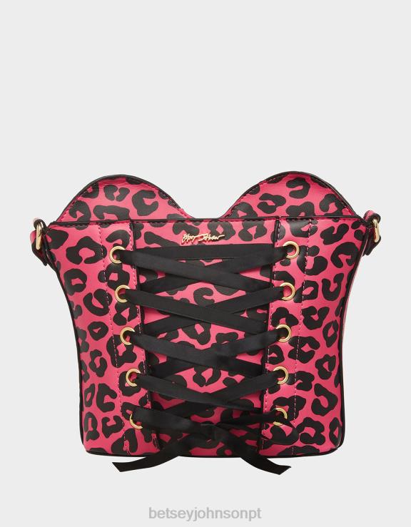 preto/rosa kitsch de espartilhos amor crossbody H6X06219 Betsey Johnson mulheres acessórios