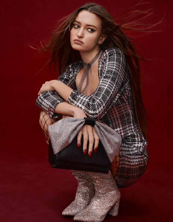 preto toda a bolsa de alça de arco bling H6X06237 Betsey Johnson mulheres acessórios