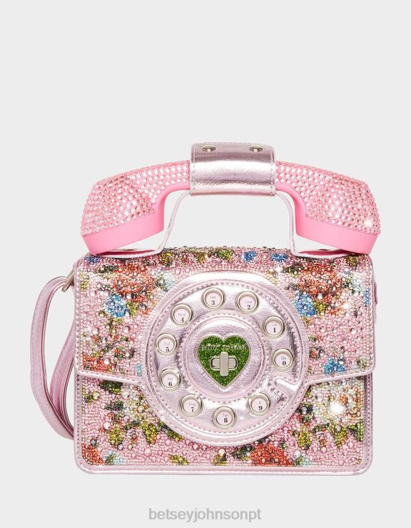 rosa kitsch me dê uma bolsa de telefone de anel H6X06208 Betsey Johnson mulheres acessórios