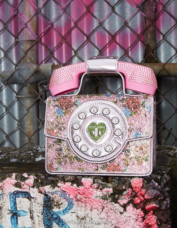 rosa kitsch me dê uma bolsa de telefone de anel H6X06208 Betsey Johnson mulheres acessórios