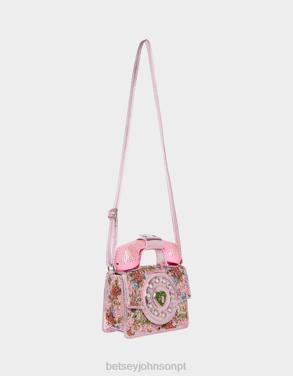 rosa kitsch me dê uma bolsa de telefone de anel H6X06208 Betsey Johnson mulheres acessórios