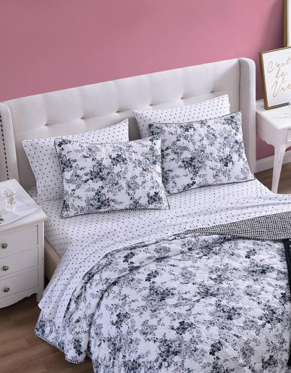 preto conjunto de edredom duplo floral vinhedo H6X06414 Betsey Johnson unissex acessórios