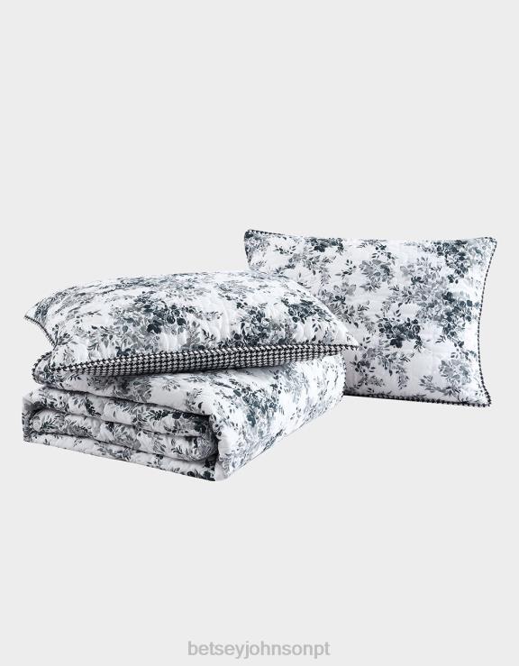 preto conjunto sham quilt queen completo vinhedo floral H6X06415 Betsey Johnson unissex acessórios