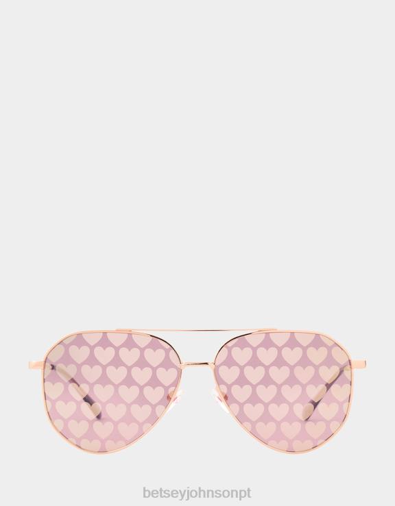 ouro os óculos de sol de impressão fina H6X06374 Betsey Johnson mulheres acessórios