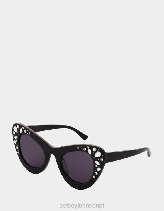 preto óculos de sol da jóia da coroa H6X06381 Betsey Johnson mulheres acessórios