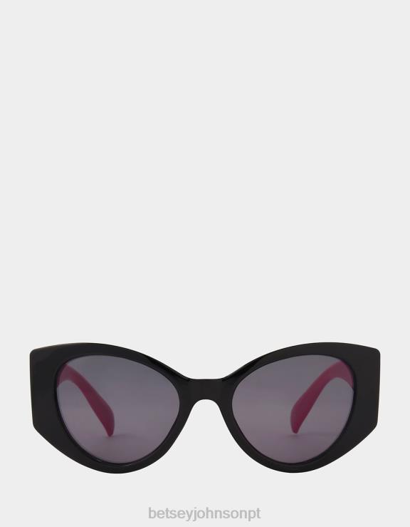 preto multi óculos de sol duplos H6X06388 Betsey Johnson mulheres acessórios