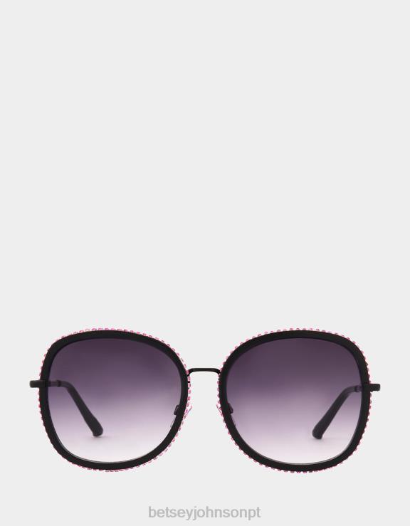 preto todos os óculos de sol de guarnição H6X06383 Betsey Johnson mulheres acessórios