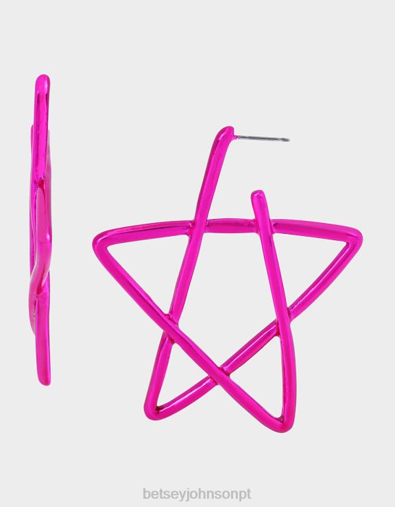 rosa brincos de argola estrela kitsch kidult H6X06337 Betsey Johnson mulheres joia