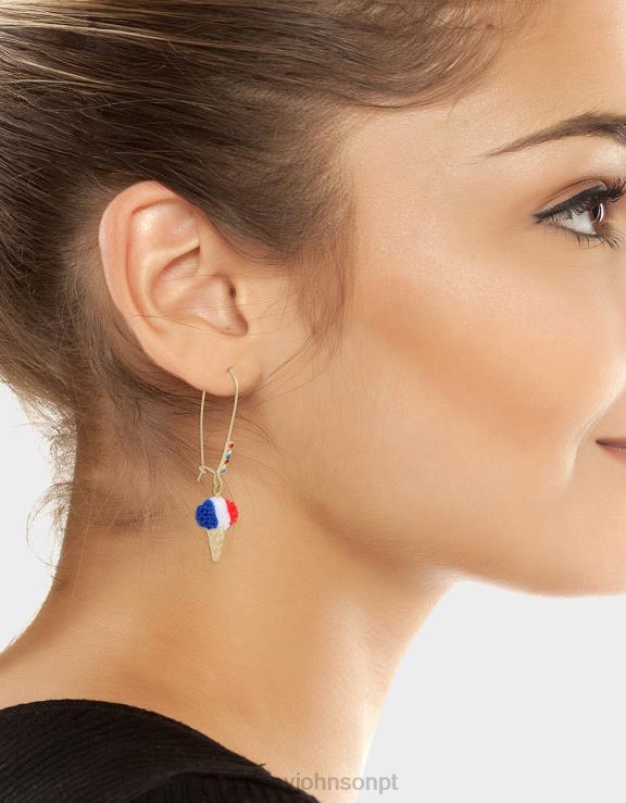 vermelho branco azul 4 de julho brincos de gancho de cone de neve H6X06328 Betsey Johnson mulheres joia