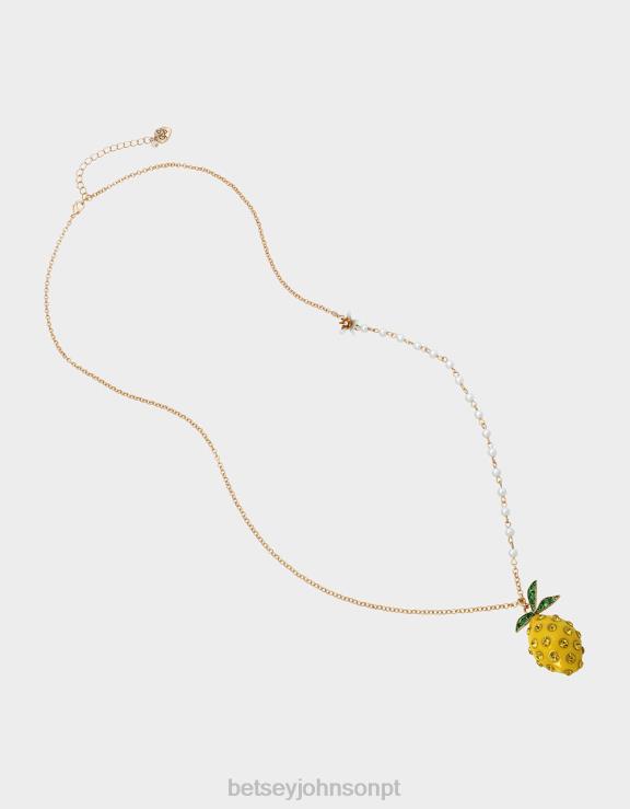 amarelo colar de pingente longo de gota de limão H6X06342 Betsey Johnson mulheres joia