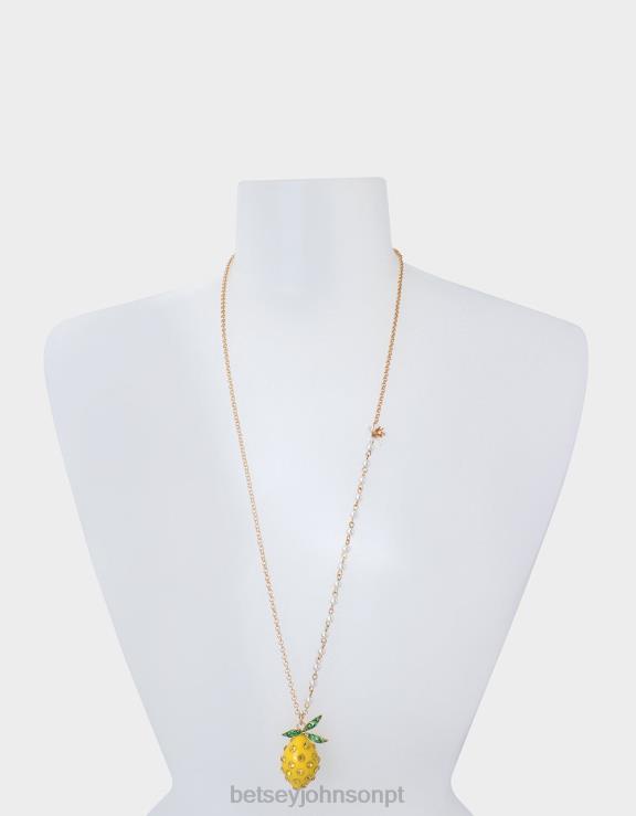 amarelo colar de pingente longo de gota de limão H6X06342 Betsey Johnson mulheres joia