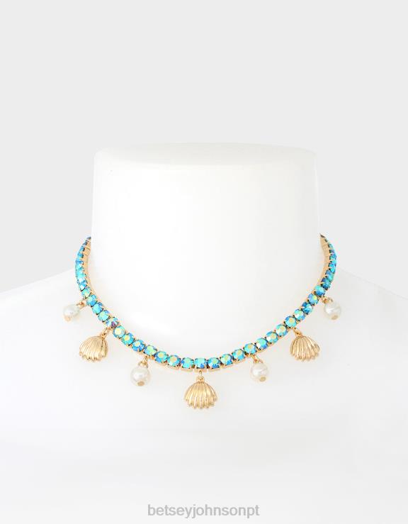 azul colar de tênis shell controle de cruzeiro H6X06311 Betsey Johnson mulheres joia