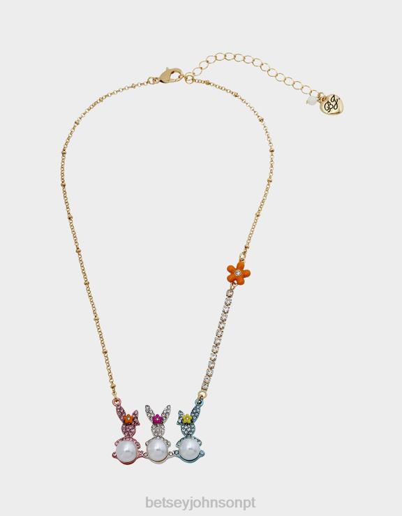 multi hunny bunny bar pingente curto H6X06347 Betsey Johnson mulheres joia