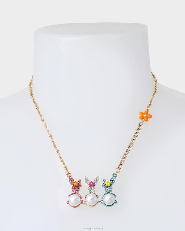 multi hunny bunny bar pingente curto H6X06347 Betsey Johnson mulheres joia