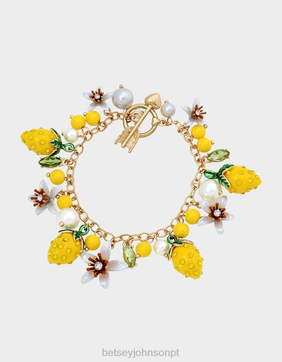 amarelo pulseira de alternância trêmula de gota de limão H6X06316 Betsey Johnson mulheres joia