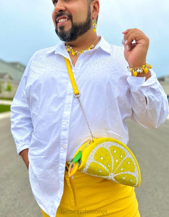 amarelo pulseira de alternância trêmula de gota de limão H6X06316 Betsey Johnson mulheres joia