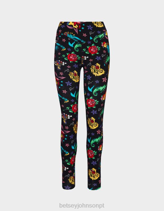 tatuagem pri tatuagem de legging segunda pele 80th bash H6X06287 Betsey Johnson mulheres roupas