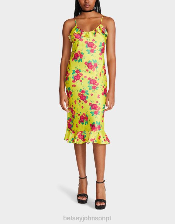 Lima vestido midi rosa pintado H6X06284 Betsey Johnson mulheres roupas